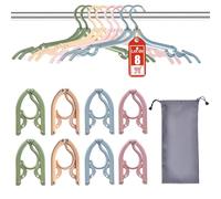 Sazfli Lot de 8 cintres de voyage pliables avec coffret cadeau - ABS épais et clips en aluminium, design antidérapant pour vêtements délicats, compact 14 x 7,6 cm
