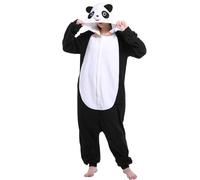 sazpajacos Adulte Panda Une Pièce Pyjama Drôle Animal Vêtements De Nuit Mignon Dessin Animé Grenouillère Femmes Hommes Noël Halloween Cosplay Costume, Noir L