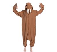 sazpajacos Pyjama pour Adultes en Forme de Morse, Mignon Costume de Morse de Dessin Animé, Carnaval de Noël, Costume de Cosplay, Marron XXL