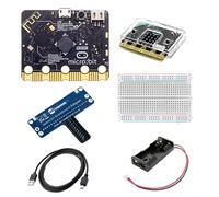 sb components BBC micro:bit v2 avec adaptateur pour platine d'expérience, bloc d'expérience, câble micro USB de 1 mètre et étui, kit Microbit V2 avec étui transparent