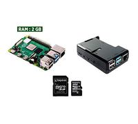 sb components Raspberry Pi 4 Basic Kit - Raspberry Pi 4 Model B, étui de protection et carte microSD 32 Go 2GB RAM Boîtier noir.