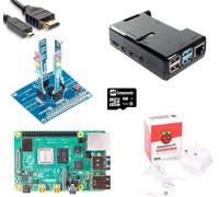 sb components Raspberry Pi 4 Kit de démarrage avec PiTraffic, RPi 4 Modèle B 2 Go de RAM, boîtier noir, bloc d'alimentation, câble micro HDMI, carte SD 8 Go | Kit Raspberry Pi 4 (Noir)