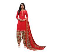 SB Traders Combinaison de patiyala en crêpe style Panjabi indien prêt à l'emploi avec dupatta pour femmes et filles, Rouge-1-D, XX-Large