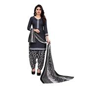 SB Traders Costume indien panjabi en crêpe patiyala salwar avec dupatta pour femmes et filles, Noir-3, Small