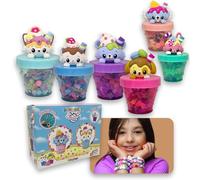 #sbabam Doki Doki Bubble Team Funny Box avec 2 Personnages différents. Ensemble de Fabrication de Bracelets avec Perles colorées, Jeu créatif pour Enfants 3 +