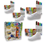 Sbabam FUNNY BOX Sniky Custom SHoes avec 2 mini sneakers pour garçons et filles avec crochet pour accrocher au sac à dos, 2 chaussures personnalisables à colorier avec 7 feutres et autocollants inclus