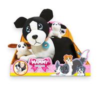 #sbabam, Mammy Surprise Big Version, Peluche Chien 34 x 25 cm avec Chiots, Jeux pour Enfants de kiosque, Animaux Jouet pour Enfants, marionnettes Chien en Peluche pour Cadeau Fille - Bonhomme Border