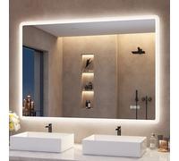 S'bagno Bluetooth Miroir-Salle-de-Bain-avec-Eclairage 100x70cm, Anti-buée | Miroir-LED-Lumineux, 3 Modes d'Éclairage, Dimmable, Mémoire, Verre Trempé, Étanche IP44, CRI>90, Pose Réversible