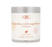 SBC Skincare Beurre corporel au miel de Manuka et à la fleur d'oranger - 400 ml | Lotion corporelle au beurre de karité et à la propolis | Crème hydratante pour le corps pour peaux sèches et sensibles