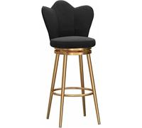 SBCGFY Chaise de petit-déjeuner pour cuisine avec pieds dorés et dessus en velours rotatif à 360° - Chaise de bar et de réception à dossier haut - Bleu - 75 cm