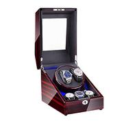 SBCGFY Coffret de remontage pour 2 Montres automatiques + 3 espaces de Rangement, Finition laquée Piano, éclairage LED Bleu, Moteur Silencieux.