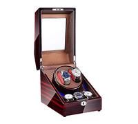 SBCGFY Coffret de remontage pour 2 Montres automatiques + 3 espaces de Rangement, Finition laquée Piano, éclairage LED Bleu, Moteur Silencieux.