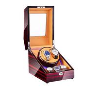 SBCGFY Coffret de remontage pour 2 Montres automatiques + 3 espaces de Rangement, Finition laquée Piano, éclairage LED Bleu, Moteur Silencieux, Rangement pour Montres, C