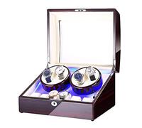 SBCGFY Coffret de remontage pour 4 Montres automatiques + 6 espaces de Rangement avec éclairage LED Bleu, Finition laquée Piano, Double Alimentation, A