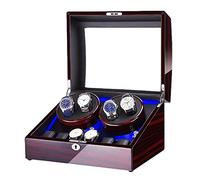 SBCGFY Coffret de remontage pour 4 Montres automatiques + 6 espaces de Rangement avec éclairage LED Bleu, Finition laquée Piano, Double Alimentation, B