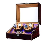SBCGFY Coffret de remontage pour 4 Montres automatiques + 6 espaces de Rangement avec éclairage LED Bleu, Finition laquée Piano, Double Alimentation, Rangement pour Montres, F
