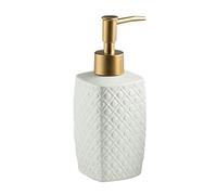 SBCGFY Distributeur de savon doré en céramique avec relief raffiné et vintage pour décoration d'intérieur pour salle de bain, cuisine, comptoir (blanc B)