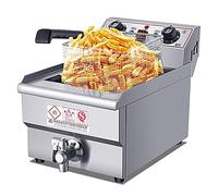 SBCGFY Friteuse électrique Professionnelle de comptoir en Acier Inoxydable, avec système de vidange, Thermostat et limiteur de température, Facile à Nettoyer, 10 L