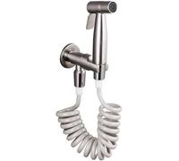 SBCGFY Kit De Douchette Bidet Murale Réglable en Acier Inoxydable avec Tuyau De 3 M Et Robinet De Toilette pour L'Hygiène Et Le Nettoyage De La Salle De Bain, Argent