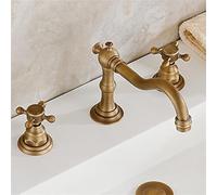 SBCGFY Robinet De Baignoire Vintage en Laiton Durable avec Mitigeur Eau Chaude/Eau Froide, Double Poignée, Montage sur Plage, Ensemble De Robinetterie 3 Trous, Slt3Pc1