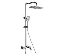 SBCGFY Système de Douche Mural de Luxe à 3 Fonctions - Robinetterie de Douche en cuivre Haute Pression, douchette à Main 3 Jets et Garnitures incluses pour Salle de Bain, Argent