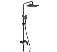 SBCGFY Système de Douche Mural de Luxe à 3 Fonctions - Robinetterie de Douche en cuivre Haute Pression, douchette à Main 3 Jets et Garniture incluses pour Salle de Bain, Noir
