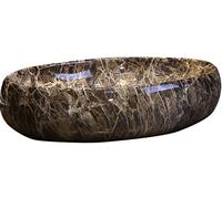 SBCGFY Vasque Ovale de Luxe - Meuble-lavabo rétro en céramique Effet marbre pour Salle de Bain, Style Art, à Poser, qualité hôtelière, Disponible en Deux Tailles : 43 x 15,5 cm et 60 x 40 x 15 cm.