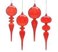 SBDS Lot de 4 décorations de Noël en Verre, 28 cm de Long, Rouge
