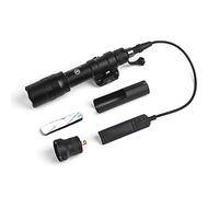 SBGJMY Lampe Torche Tactique M600DF Avec Coussin de Pression et Interrupteur à Bouton de Queue Torche à 1400 Lumen pour Système de Rail Picatinny 20mm (Noir)