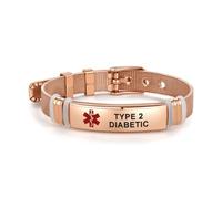 SBI Jewelry Bracelet d'identification médicale rose pour femmes, hommes, famille, amis, bracelet d'identification d'urgence réglable en acier inoxydable or rose, Small, Acier inoxydable, Pas de gemme