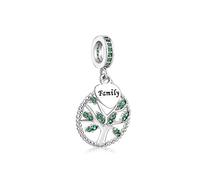 SBI Jewelry Breloque arbre généalogique compatible avec bracelet Pandora avec pierre de naissance verte pour femme, Onesize, Cuivre, Pas de gemme