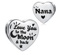 SBI Jewelry Breloque d'anniversaire en forme de cœur avec inscription « I Love You » pour bracelets et bracelets Pandora pour femme, bijoux cadeaux de la part de petite-fille