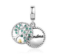 SBI Jewelry Breloque en forme d'arbre généalogique pour bracelets - Arbre de vie - Pierre de naissance verte - Cadeau pour femme et fille