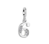 SBI Jewelry Breloque en forme de chiffre 1, 2, 3, 4 pour femme, compatible avec bracelet Pandora 5, 6, 7, en argent 8, 9, 0, anniversaire, Onesize, Cuivre, Pas de gemme