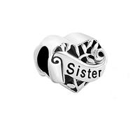 SBI Jewelry Breloque en forme de cœur avec inscription « I Love You » compatible avec bracelet à breloques Pandora pour maman, grand-mère, tante, sœur, épouse, fille, OneSize, Cuivre, Pas de gemme