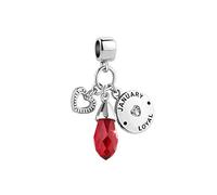 SBI Jewelry Breloque en forme de cœur avec pierre de naissance de janvier à décembre - Compatible avec bracelet à breloques Pandora - Pendentif en forme de cœur gravé de janvier à décembre