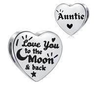 SBI Jewelry Breloque « I Love You to the Moon and Back » pour bracelets Pandora Auntie Aunt pour femme Bijoux Cadeaux de Nièce