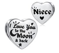 SBI Jewelry Breloque « I Love You to the Moon and Back » pour bracelets Pandora pour nièce pour femme, bijoux cadeaux par Auntie Aunt