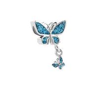 SBI Jewelry Breloque papillon étincelante pour femme compatible avec bracelet à breloques Pandora, anniversaire, anniversaire de mariage, Onesize, Cuivre, Pas de gemme