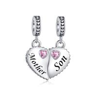 SBI Jewelry Breloque puzzle en forme de cœur avec pierre de naissance rose, compatible avec bracelets Pandora pour femme, taille unique, Cuivre, Pas de gemme