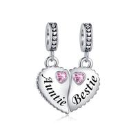 SBI Jewelry Breloque puzzle en forme de cœur avec pierre de naissance rose, compatible avec bracelets Pandora pour femme, taille unique, Cuivre, Pas de gemme