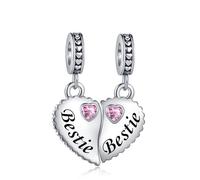 SBI Jewelry Breloque puzzle en forme de cœur avec pierre de naissance rose, compatible avec bracelets Pandora pour femme, taille unique, Cuivre, Pas de gemme
