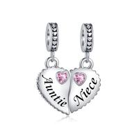 SBI Jewelry Breloque puzzle en forme de cœur avec pierre de naissance rose, compatible avec bracelets Pandora pour femme, taille unique, Cuivre, Pas de gemme