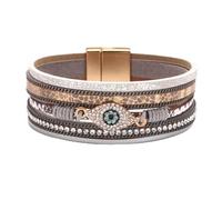 SBI Jewelry The Devil's Eye Strass Fermoir Bracelet en Cuir PU Wrap Bracelet pour Femme, One Size, Cuir, Pas de pierre précieuse