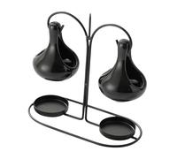 SBJKLYRN Brûleur parfumé， Photophore en métal à Suspendre, Double diffuseur d'aromathérapie en céramique for la Relaxation(Black)