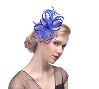 SBJKLYRN chapeau de cocktail, Coiffe en plumes for mariée, accessoire for cheveux, chapeau de soirée for femme, idéal for un mariage, un cocktail ou un goûter.(Blue)
