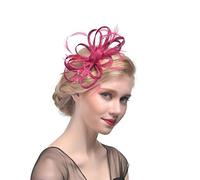SBJKLYRN chapeau de cocktail, Coiffe en plumes for mariée, accessoire for cheveux, chapeau de soirée for femme, idéal for un mariage, un cocktail ou un goûter.(Rose)