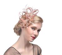 SBJKLYRN chapeau de cocktail, Coiffe en plumes for mariée, accessoire for cheveux, chapeau de soirée for femme, idéal for un mariage, un cocktail ou un goûter.(Champagne)