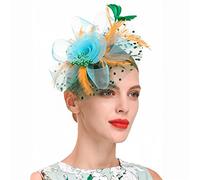 SBJKLYRN chapeau de cocktail， Fascinators Femmes Fleur Maille Rubans Plumes Chapeau Coiffe Ou Un Clip Cocktail Thé Fête Chapeaux(N)