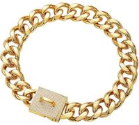 SBJKLYRN Collier pour Chien， Chaîne cubaine Robuste de 19 mm d'épaisseur for Chiens Taille Moyenne et Grande, maillon Collier Dressage en Acier Inoxydable doré Luxe(16inch/41cm)